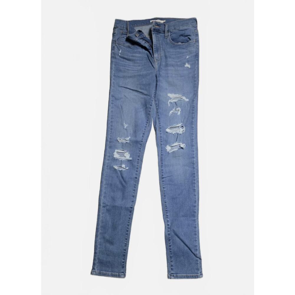 Levi's 720 High Rise Supper Skinny Jeans - Blue Ripped - Size W30